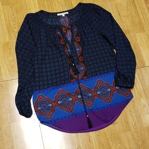 Daniel Rainn print tassel tie tunic sz small